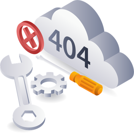 Technology system error code 404 repair cloud symbol  Illustration