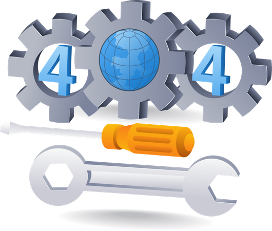 Technology system error code 404 error repair gear symbol  Illustration