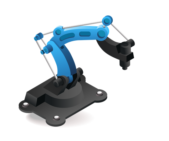 Technology Tool industrial welding robotic arm with artificial intelligence Illustration