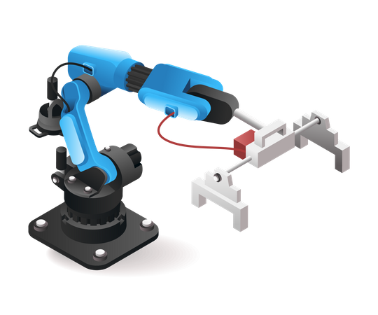 Technology Tool robot arm transporting packaging industry with artificial intelligence  Illustration