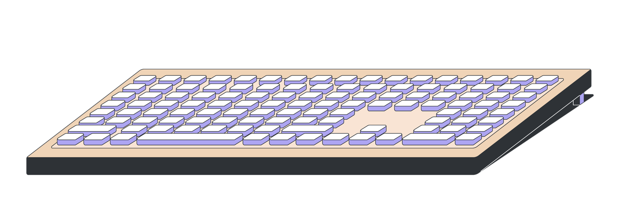 Teclado minimalista estilo retrô inclinado  Ilustração