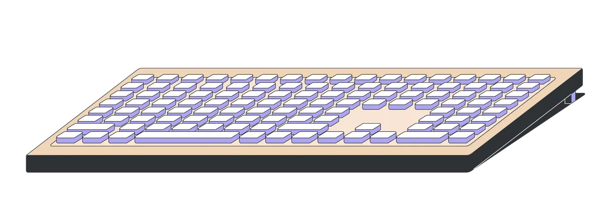 Teclado minimalista estilo retrô inclinado  Ilustração