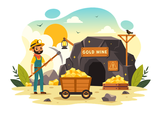 Técnicas de mineração de ouro  Ilustração