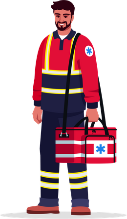 Técnico médico de emergência masculino  Ilustração