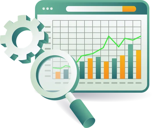 Pantalla de monitorización de gestión de análisis de datos de tecnología  Ilustración