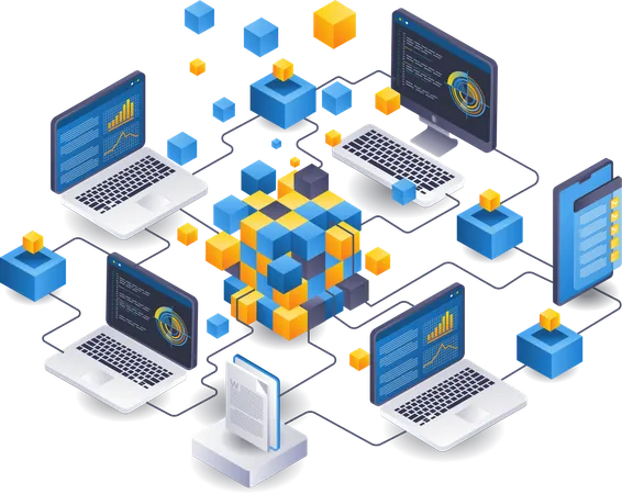 Tecnología de cadena de bloques  Ilustración