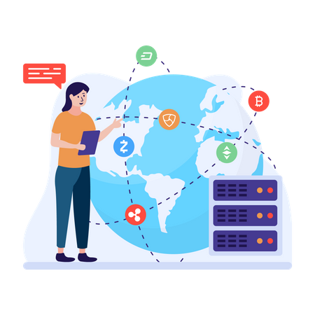 Tecnologia blockchain amplamente difundida  Ilustração