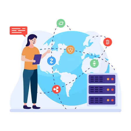 Tecnologia blockchain amplamente difundida  Ilustração