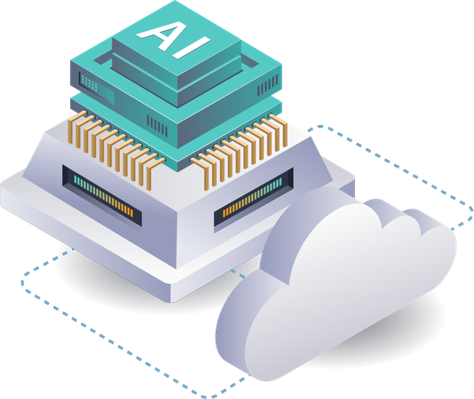 Tecnología de almacenamiento de datos en inteligencia artificial  Ilustración