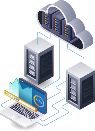 Tecnologia de analista de dados de servidor em nuvem  Ilustração