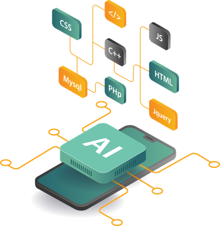 Tecnología de aplicación de inteligencia artificial para teléfonos inteligentes  Ilustración