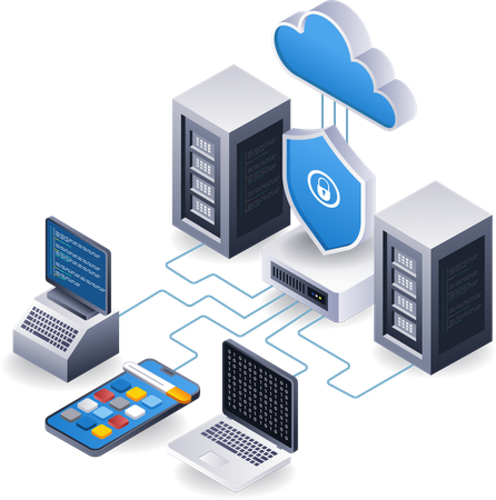 Tecnología de aplicación de servidor en la nube de seguridad de datos de endpoints  Ilustración