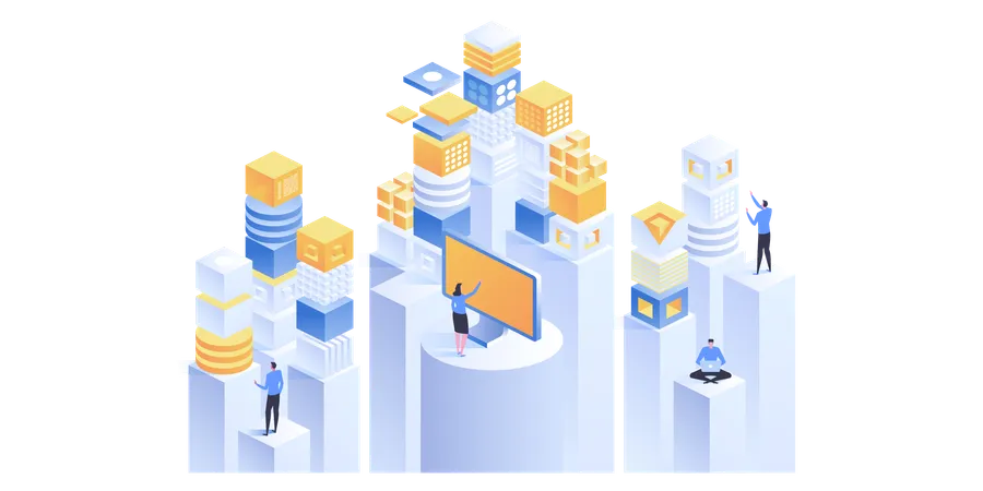 Tecnología de base de datos en la nube  Ilustración