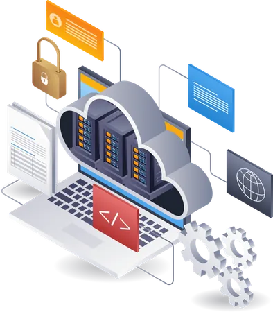 Tecnologia de big data tecnologia de servidor em nuvem  Ilustração