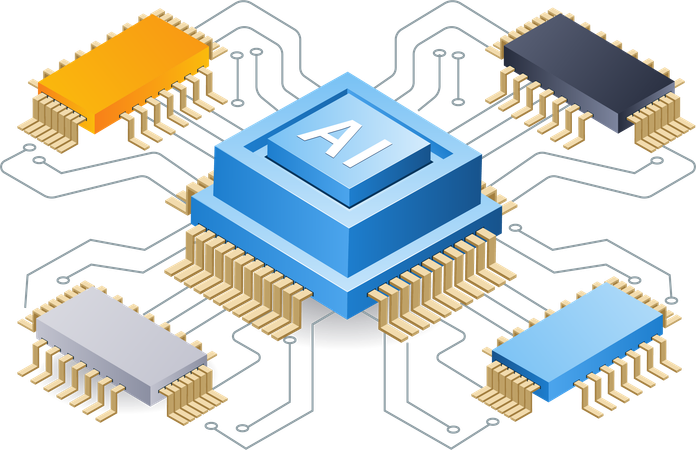 Tecnologia de chip de inteligência artificial  Ilustração