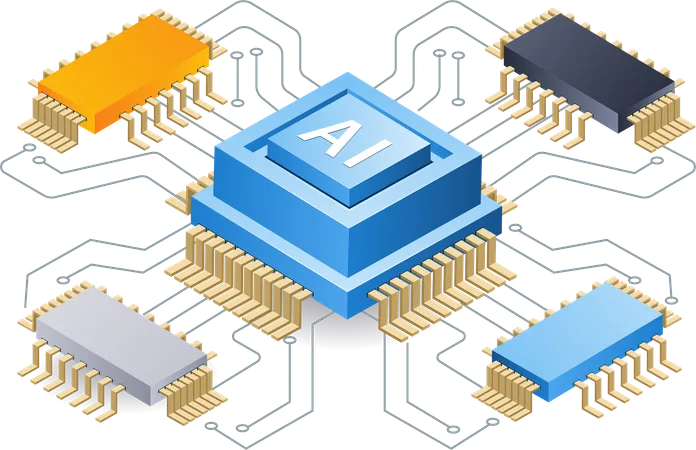 Tecnologia de chip de inteligência artificial  Ilustração