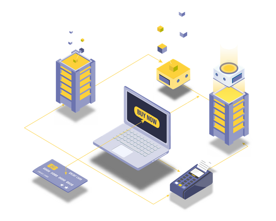 Tecnologia segura de compras online  Ilustração