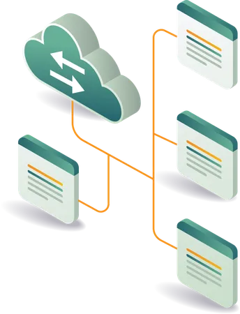 Tecnología de datos y servidores en la nube  Illustration