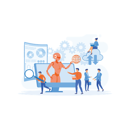 Tecnologia de IA e computação em nuvem  Ilustração