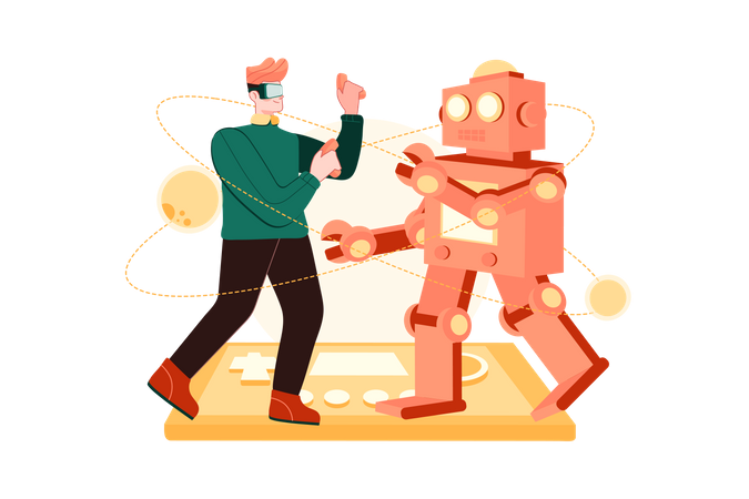 Tecnología de juegos vr  Ilustración