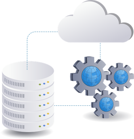 Tecnología de mantenimiento de servidores en la nube  Ilustración