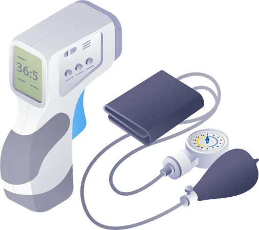 Meça a tecnologia de temperatura e pressão arterial  Ilustração