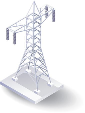 Tecnologia de poste de energia aérea  Ilustração