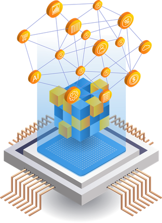 Tecnologia de processador de inteligência de chip de rede  Ilustração