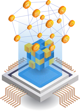 Tecnologia de processador de inteligência de chip de rede  Ilustração