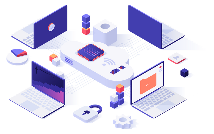 Tecnologia de rede em nuvem Ilustração