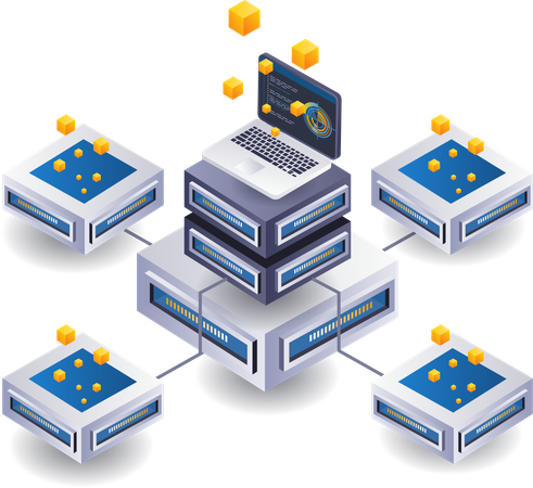 Tecnologia de servidor blockchain de negócios de gerenciamento  Ilustração