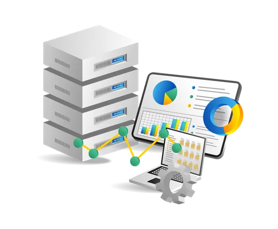 Tecnología de servidor de análisis de datos.  Ilustración