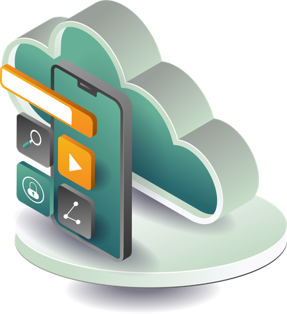 Tecnología de servidor de datos de aplicaciones para teléfonos inteligentes  Ilustración