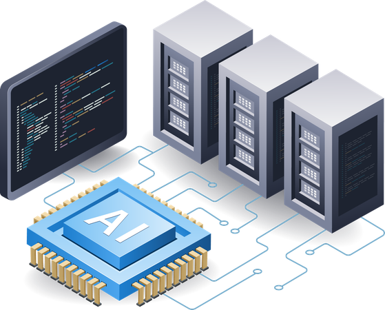 Tecnología de servidor de inteligencia artificial  Ilustración