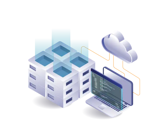 Análisis de datos del lenguaje de programación del servidor de tecnología digital.  Ilustración