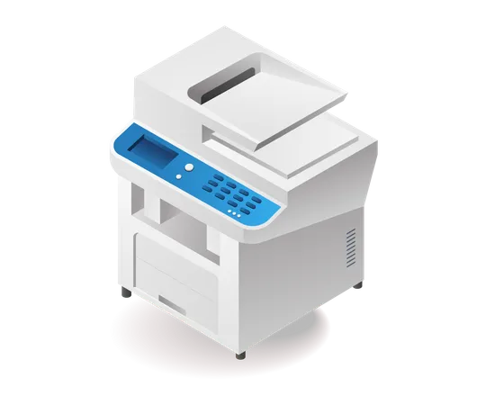 Herramienta de fotocopia tecnológica minimalista.  Ilustración
