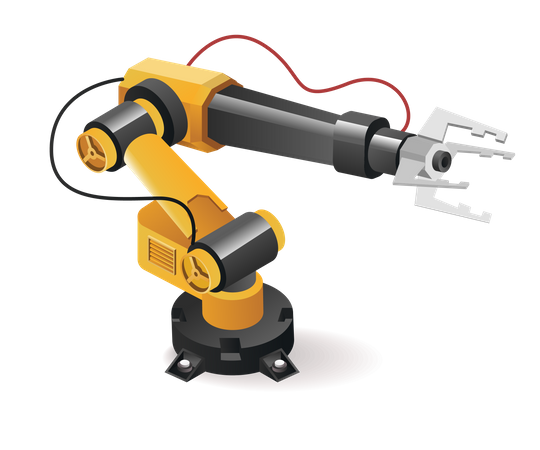 Tecnología de herramientas de brazo robótico de la industria automovilística con inteligencia artificial  Ilustración