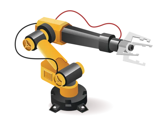 Tecnología de herramientas de brazo robótico de la industria automovilística con inteligencia artificial  Ilustración