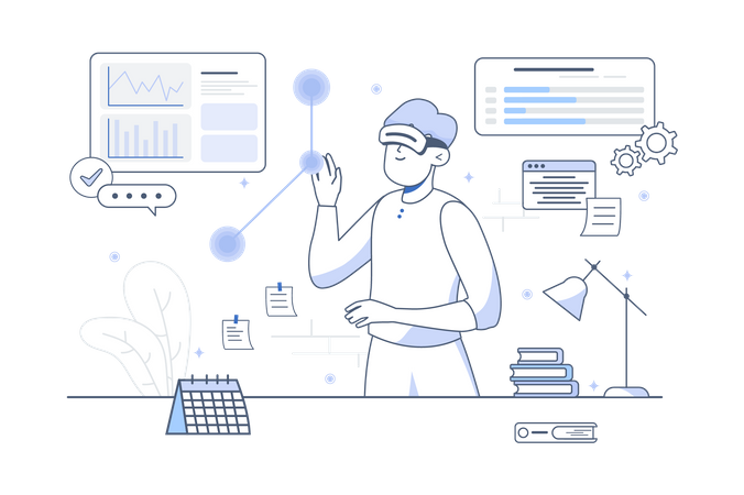 Tecnología metaversa en los negocios  Ilustración