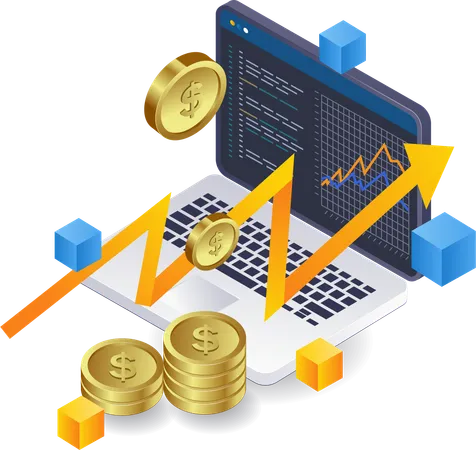 Análisis de blockchain de negocios tecnológicos.  Ilustración