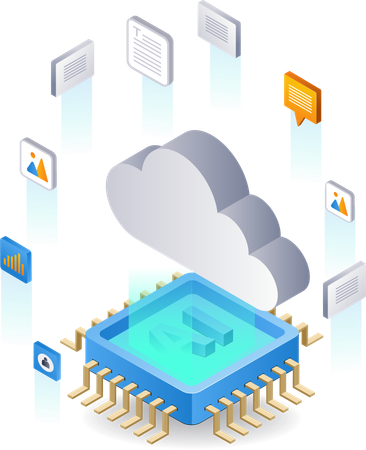 Tecnología de nube de datos de IA  Ilustración