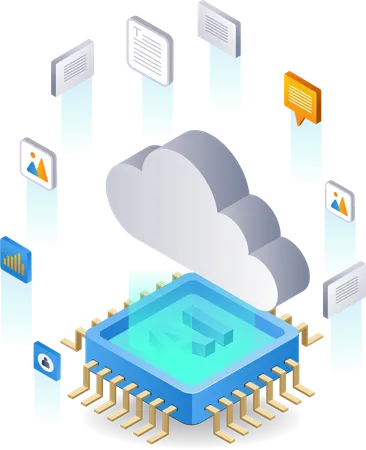 Tecnología de nube de datos de IA  Ilustración