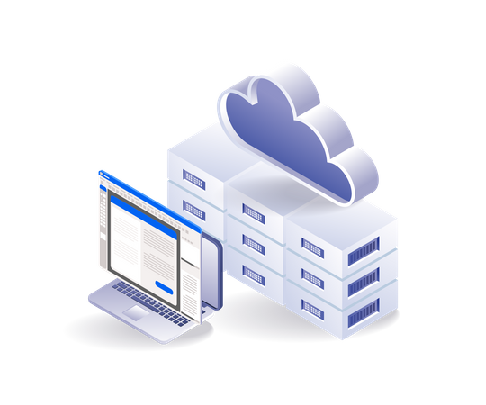 Datos de aplicaciones de servidor de nube de tecnología  Ilustración