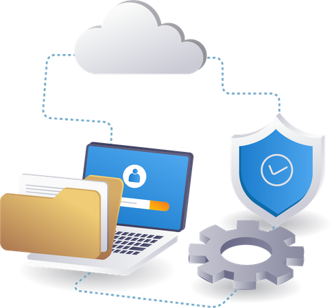 Seguridad de datos informáticos del servidor en la nube de tecnología  Illustration