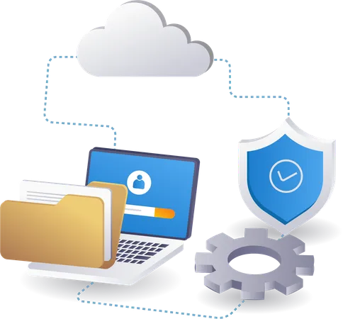 Seguridad de datos informáticos del servidor en la nube de tecnología  Illustration