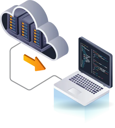 Computadora programadora de servidor de nube de tecnología  Illustration