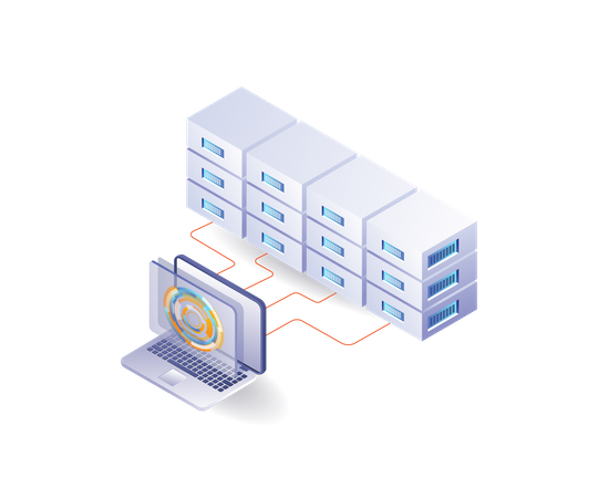 Botón de transformación digital del servidor de nube de tecnología  Ilustración