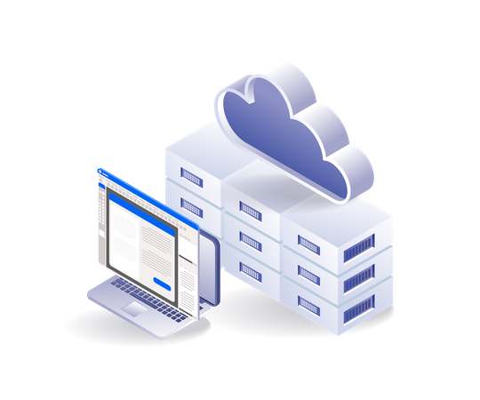 Dados de aplicativos de servidor de nuvem de tecnologia  Ilustração