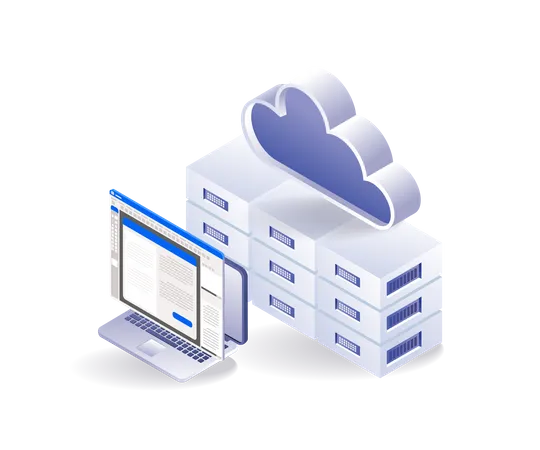 Dados de aplicativos de servidor de nuvem de tecnologia  Ilustração