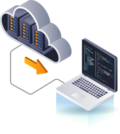 Computador programador de servidor de nuvem de tecnologia  Illustration